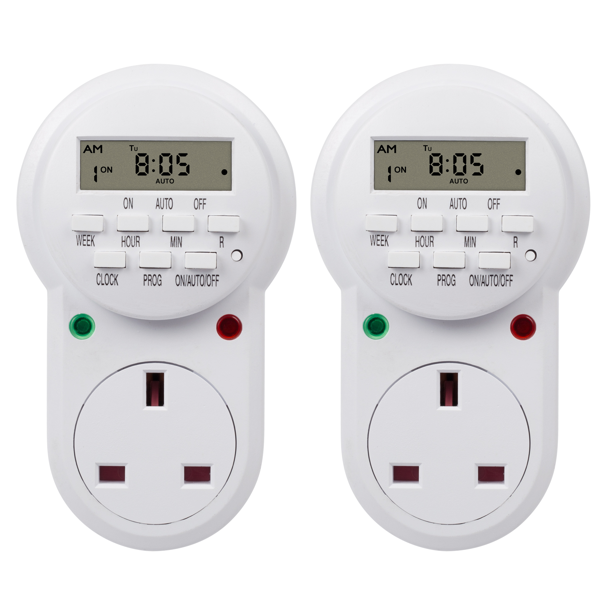 HBN Programmable Electronic Plug-in Timer Plug with LCD Display 24 Hours, 2 Pack