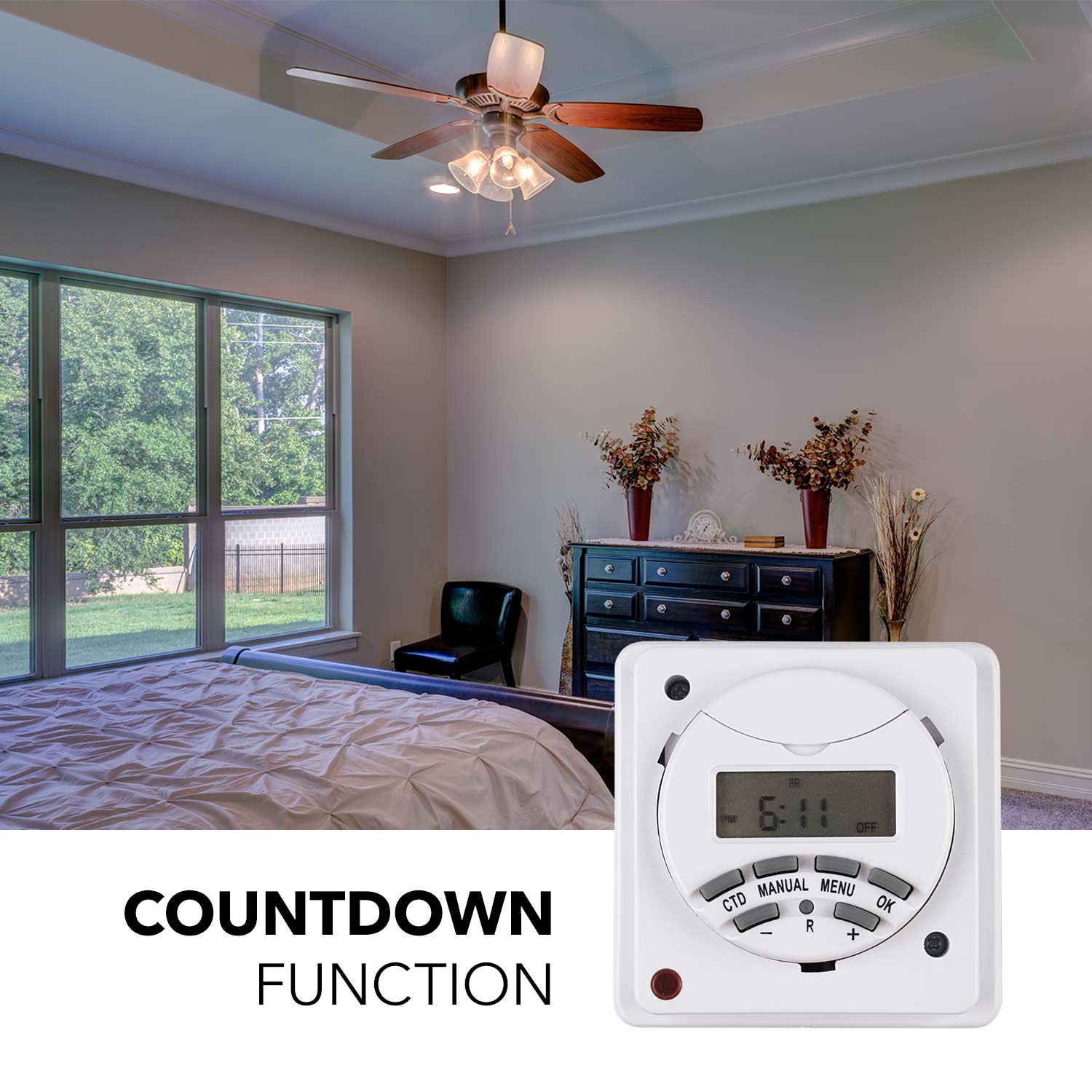 HBN Weekly Programmable Electronic Digital Wall-Mounted Timer Switch with Countdown Function, Waterproof Cover White, 220-240V 16A